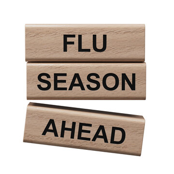 Flu Season Ahead symbol. Concept word Flu Season Ahead on wooden blocks.Medicine and Flu Season Ahead concept. Copy space.Supports PNG files with transparent backgrounds.
