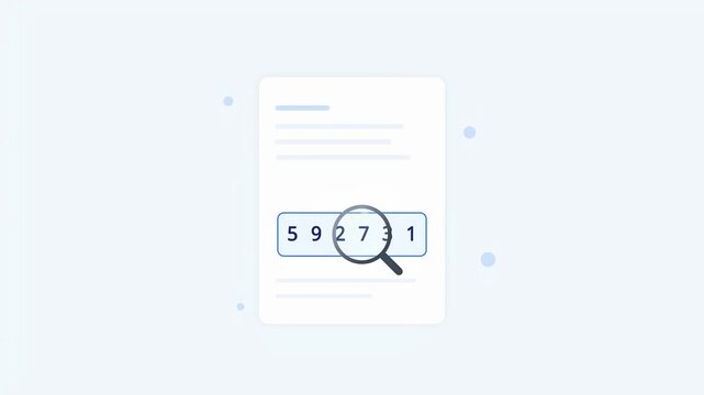 Document Verification Code Magnifying Glass Check Motion Graphic