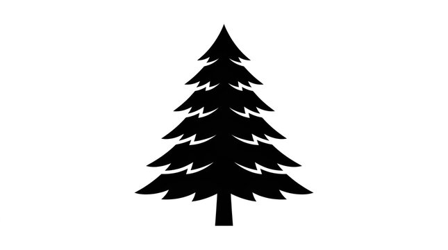 Black silhouette of a detailed christmas pine tree with branches isolated fir tree evergreen tree