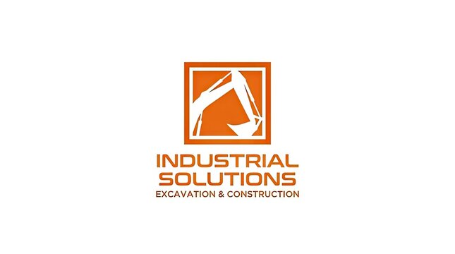 Industrial solutions excavator construction logo design.