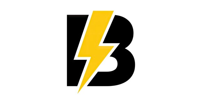 Letter B logo with yellow lightning bolt.