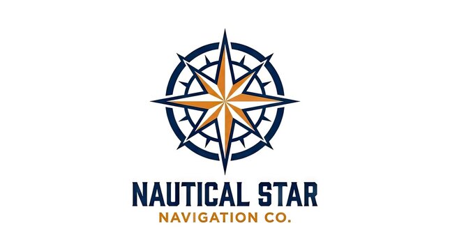 Nautical star compass navigation logo