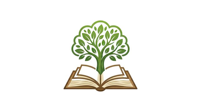 Tree and open book education logo