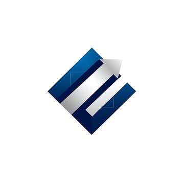 Minimal geometric logo with blue metallic gradients