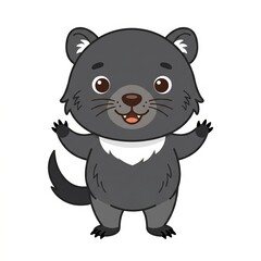Fototapeta premium Flat Color Vector Tasmanian Devil Illustration with Cute Australian Marsupial Character