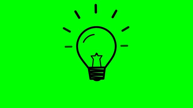 Light bulb icon animation on green screen background representing idea and creativity
