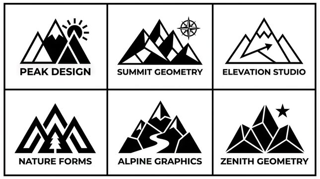 Black mountain peaks adventure logo collection.