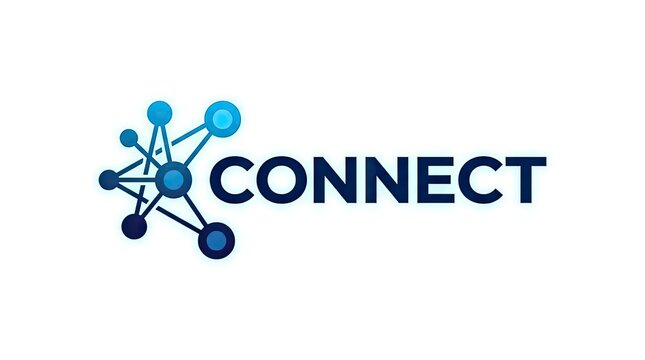 Blue geometric network icon with Connect text.