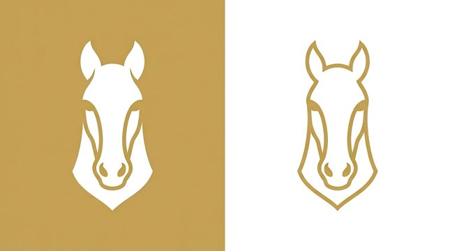Gold and white horse head logo icons.