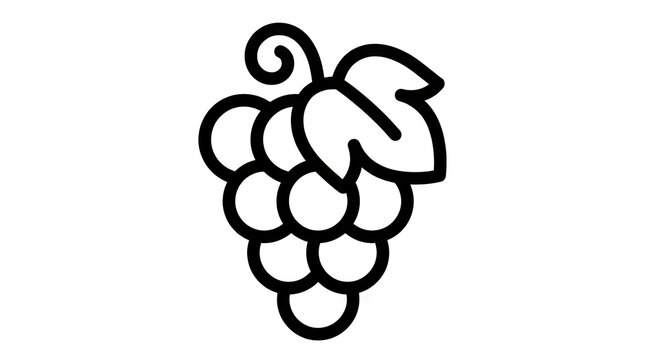 Minimalist black grape cluster icon with leaf.