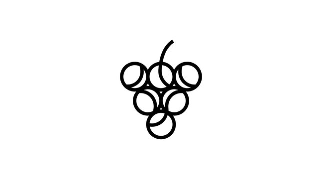 Minimalist grape bunch icon on white background.