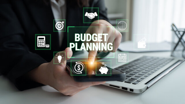 Detailed Visualization of Budget Planning Concept with Smartphone and Graphical Elements for Financial Management and Strategic Analysis Fluxor.