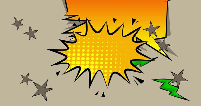 Cartoon background animation, comic book backdrop video. Retro comics pop art design.