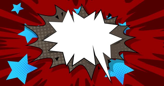 Cartoon background animation, comic book backdrop video. Retro comics pop art design.