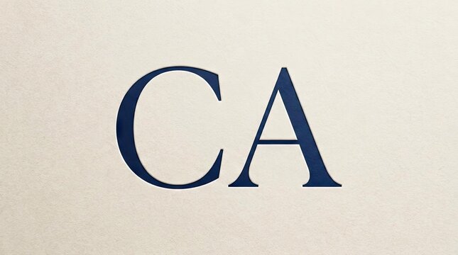 Classic serif CA letters logo on textured paper.