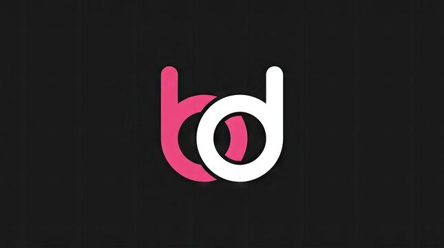 Pink and white bd interlocking monogram on black.