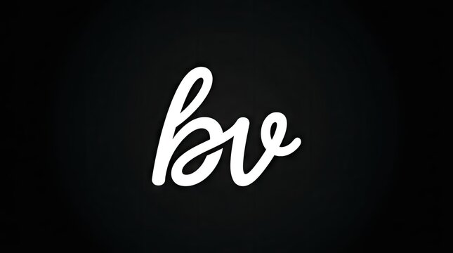 White cursive BV monogram on black background.