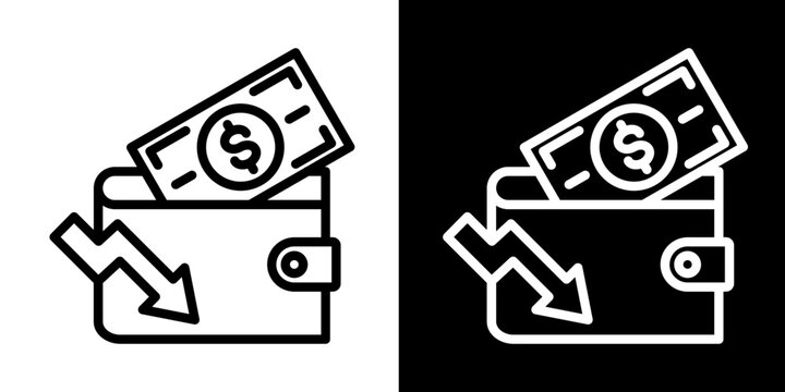 Empty Wallet  Icon Set White Line Style Collection