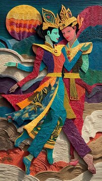 Layered Paper Cutout Traditional Sundanese Jaipong Dance