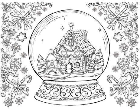 gingerbread snow globe, christmas snow globe, gingerbread house, snow globe, christmas decoration, holiday ornament, gingerbread village, winter wonderland, festive decoration, christmas sweets, ginge