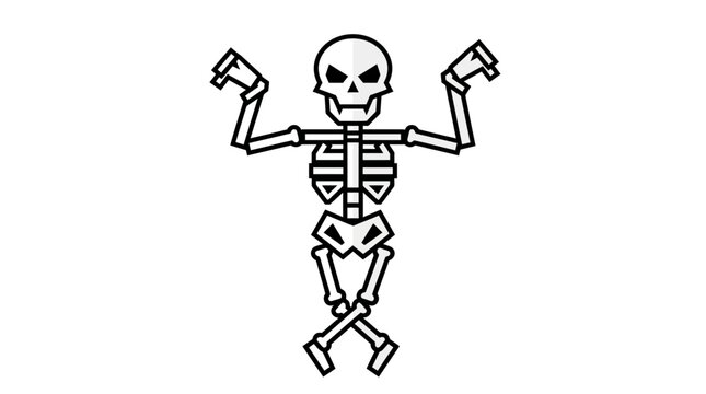Funny Dancing Skeleton Line Art Animation for Spooky Halloween Celebrations and Horror Themed Designs