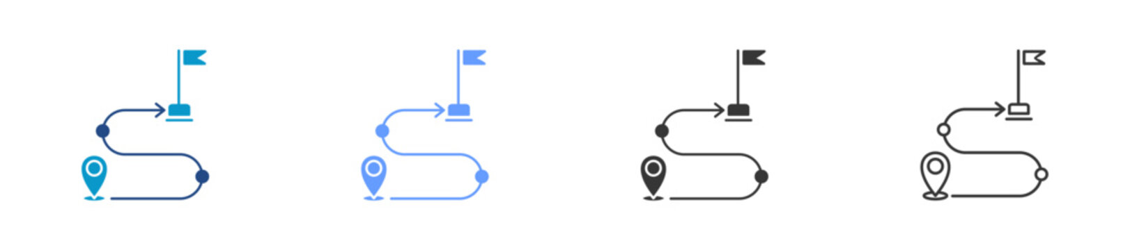 roadmap icon set multiple style collection	