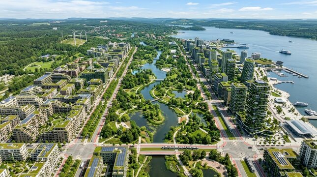 Eco-Friendly Urban District with Green Architecture