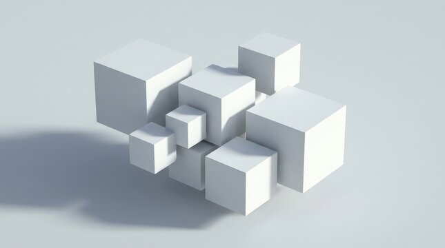 Abstract 3D white cubes composition