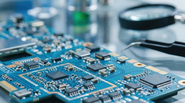 Detailed View of Electronic Circuit Board