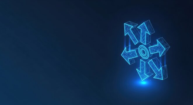Geometric Arrows Icon Showing Multiple Directions and Choices in a Digital Space