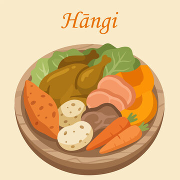 Traditional hangi food cooked meal