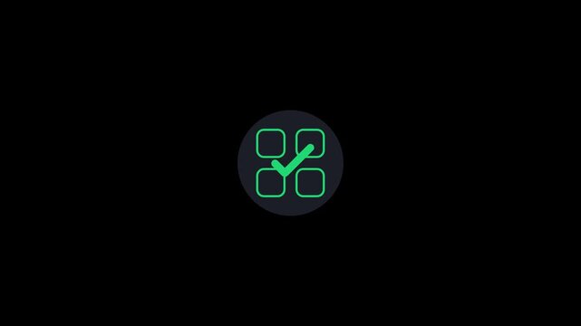 Dark Base Geometric Symmetrical Four Quadrant Shield Plates Expansion Emerald Verified Checkmark Animation 6 Seconds Loop on Alpha Channel 4K