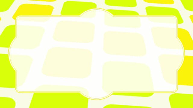 黄色の背景に遠近感のあるカラフルな四角が並ぶ抽象モーション背景アニメーション（テキストスペース）