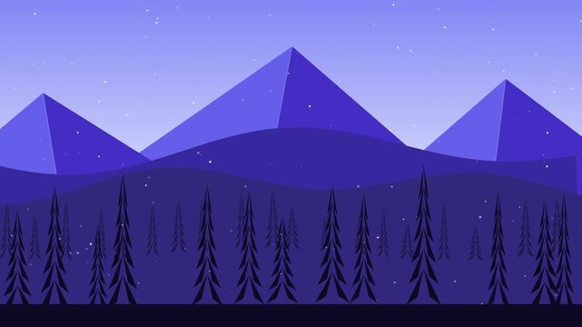 Snowy mountain landscape with falling snow background