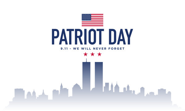 Patriot day background design with city ​​silhouette illustration.