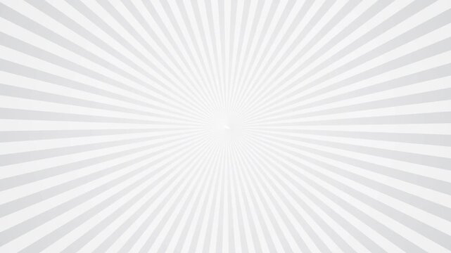 Sunburst pattern radiating from the center features alternating black and white triangular segments. White sunburst rays rotating background animation.Black and white radial sunburst pattern.