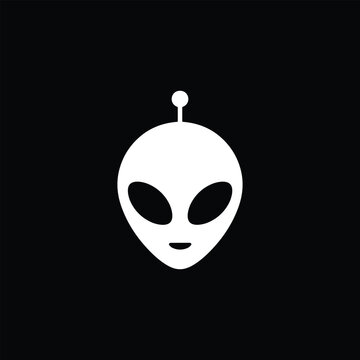 Minimalist alien head icon with antenna