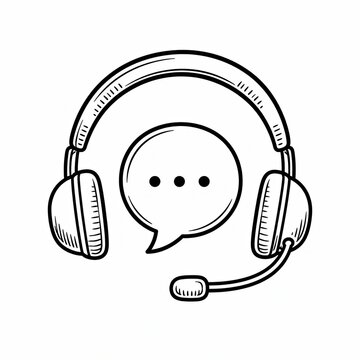 Headset with speech bubble icon for customer support and communication
