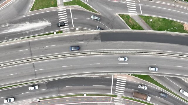 Florian&oacute;polis, Beira-Mar Sul and SC 405 Road Interchange with Urban Traffic, Santa Catarina, Brazil. Aerial View.