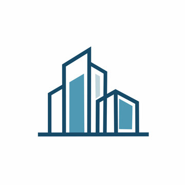 Modern Engineering Logo with Abstract City Building Silhouette