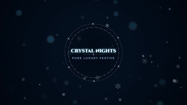 Crystal nights festive logo animation with floating snowflakes