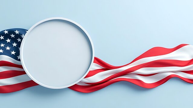 American flag banner round frame background for patriotic presentation
