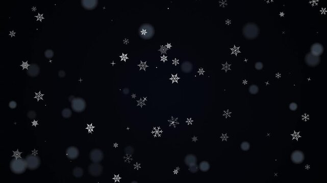 Falling snowflakes animation with soft bokeh particles