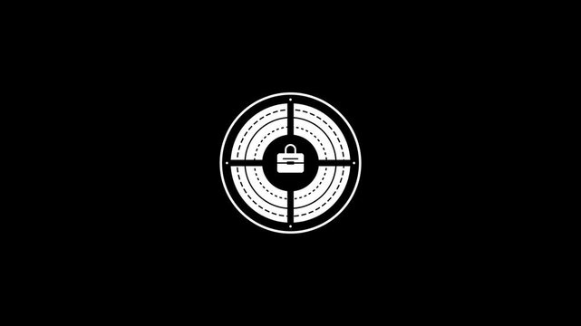 Minimalist Loading Animation with Briefcase Icon and Concentric Circular Reticle