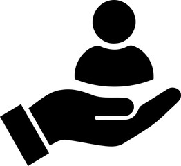 Human icon held in hand symbol isolated on transparent background © MdAbulBasar