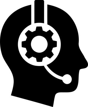 Headset gear icon showing customer support or technical help isolated on transparent background