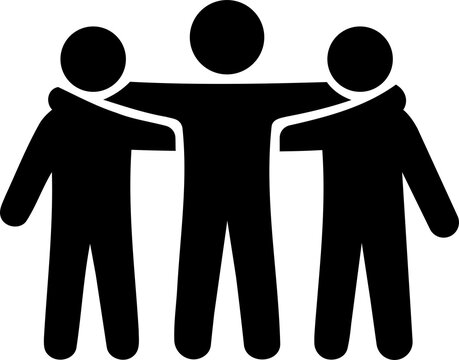 Three people group icon showing friendship and teamwork isolated on transparent background