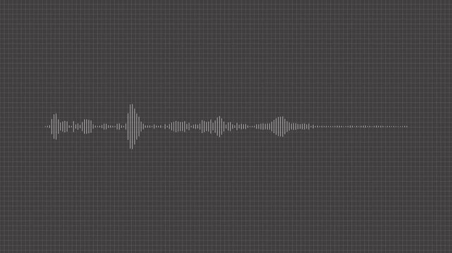 A glowing colorful audio waveform displayed on a black background, representing sound signal, music visualization, or digital frequency activity.