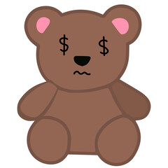 Fototapeta premium Cute kawaii teddy bear emoji . vector illustration