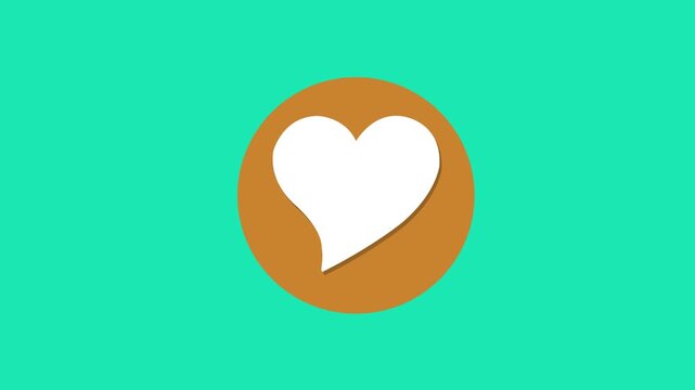 White Heart Love Symbol with Glowing Orange Circle Animation